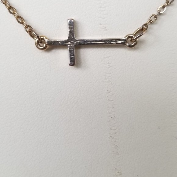 Infinite & Cross Layered Necklace Gold Tone - Picture 3 of 12